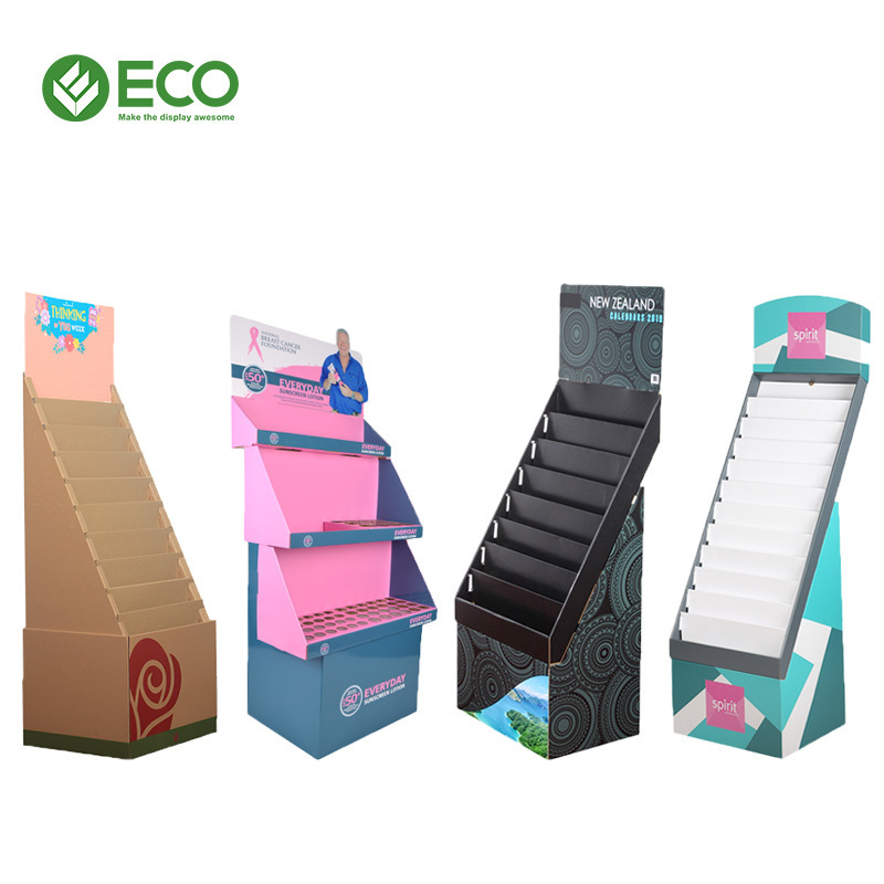 Customized Retail Corrugated Cardboard Floor Display Rack Pop Movies DVD CD Display Stand for Supermarket