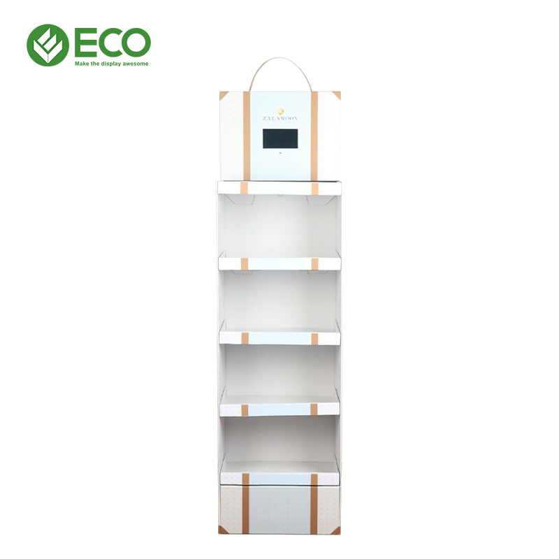 Promotional POP Cardboard Display Rack Carton Paper Corrugated Product POS Cardboard Floor Display Stands Shelf With Lcd Screen