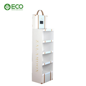 Promotional POP Cardboard Display Rack Carton Paper Corrugated Product POS Cardboard Floor Display Stands Shelf With Lcd Screen