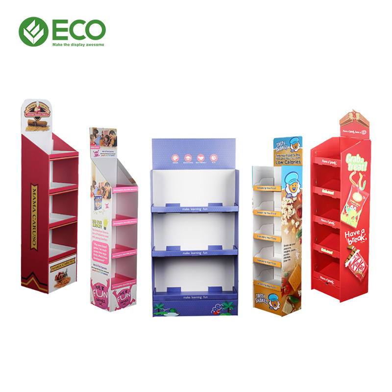 Promotional POP Cardboard Display Rack Carton Paper Corrugated Product POS Cardboard Floor Display Stands Shelf With Lcd Screen