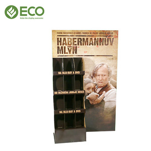 Customized Retail Corrugated Cardboard Floor Display Rack Pop Movies DVD CD Display Stand for Supermarket