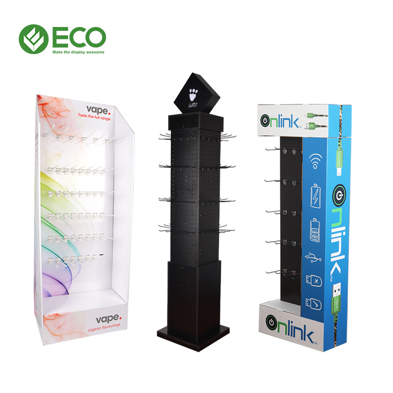 Market Retail Phone Accessories Paper Rack Pegboard Floor Display Socks Hang Hook Product Display Stand