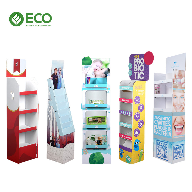 Customized Retail Corrugated Cardboard Floor Display Rack Pop Movies DVD CD Display Stand for Supermarket