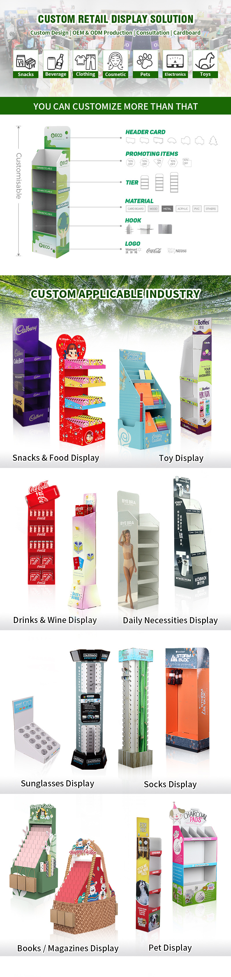 Market Retail Phone Accessories Paper Rack Pegboard Floor Display Socks Hang Hook Product Display Stand