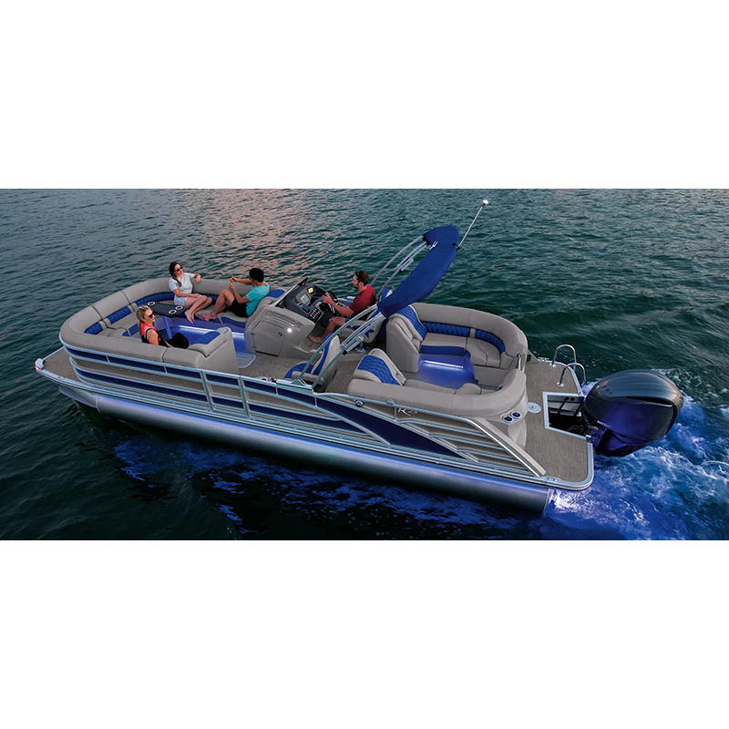 Luxury pontoon boat tri hull yacht manufacturer luxury tritoon fiberglass factory customized aluminum work pontoon boat