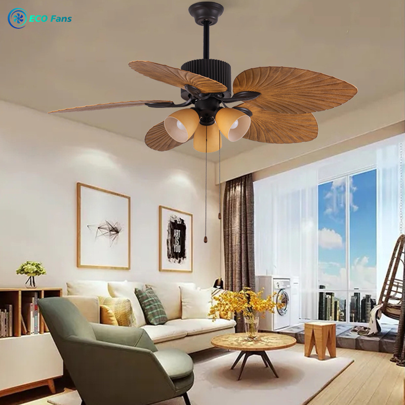 ECO Fan lights, restaurant room Southeast Asian leaf fans, Chinese and American retro loft industrial wind strip lights