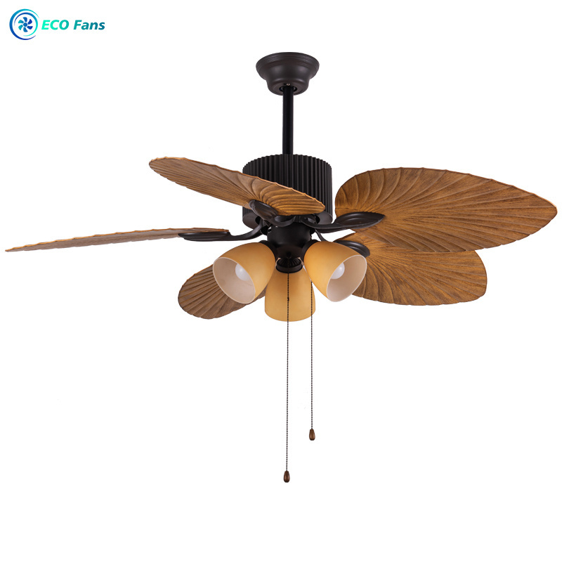 Fan Light Villa Living Room Retro Southeast Asia Electric Fan Ceiling Light Home Inverter Remote Control Acrylic Large Fan