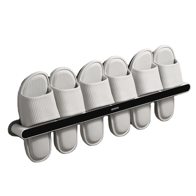 2023 New Plastic Free Punch Bathroom Storage Rack Slipper Holder Wall Mounted Shoes Rack