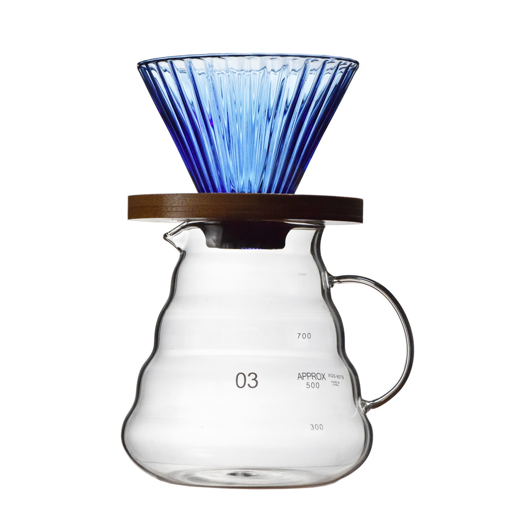 Q V shape Pour Over Glass Range Coffee Server 360ml 600ml 800ml Carafe Drip Coffee Pot  coffee & tea sets