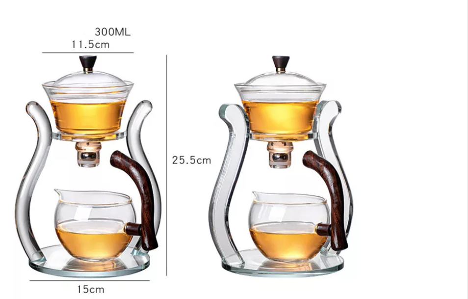 Q magnetic water diversion rotating cover bowl semi-automatic Heat-resistant glass tea set