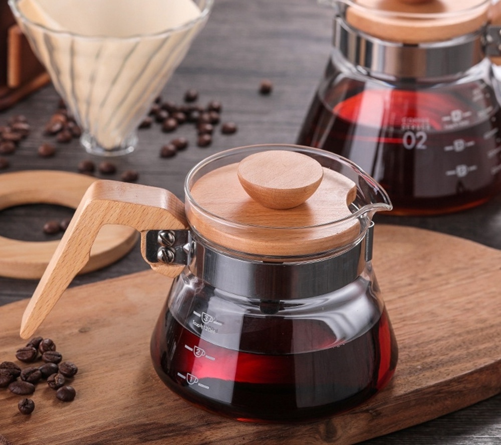 Q400ml/600ml Glass pour over coffee pot Tea pots Carafe Drip Coffee Pot  dripper Glass Range Coffee Server