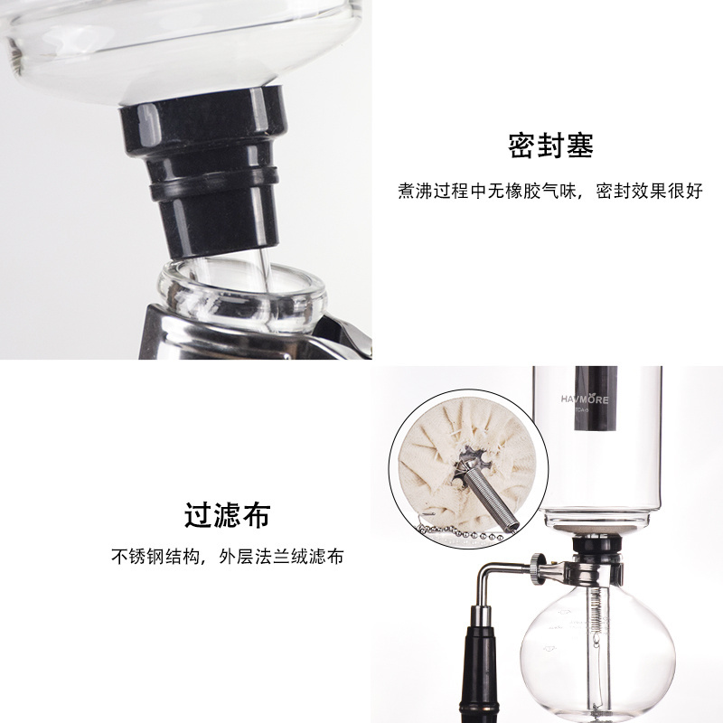 Factory Price 500ML Glass Siphon Pot Rose Gold Coffee Maker Machine For Wholesale