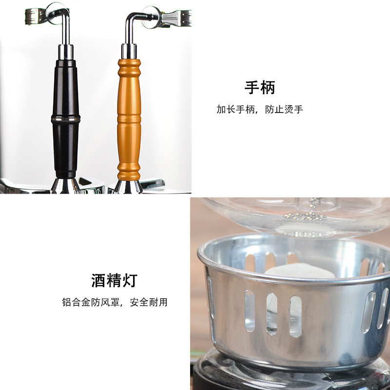 Factory Price 500ML Glass Siphon Pot Rose Gold Coffee Maker Machine For Wholesale