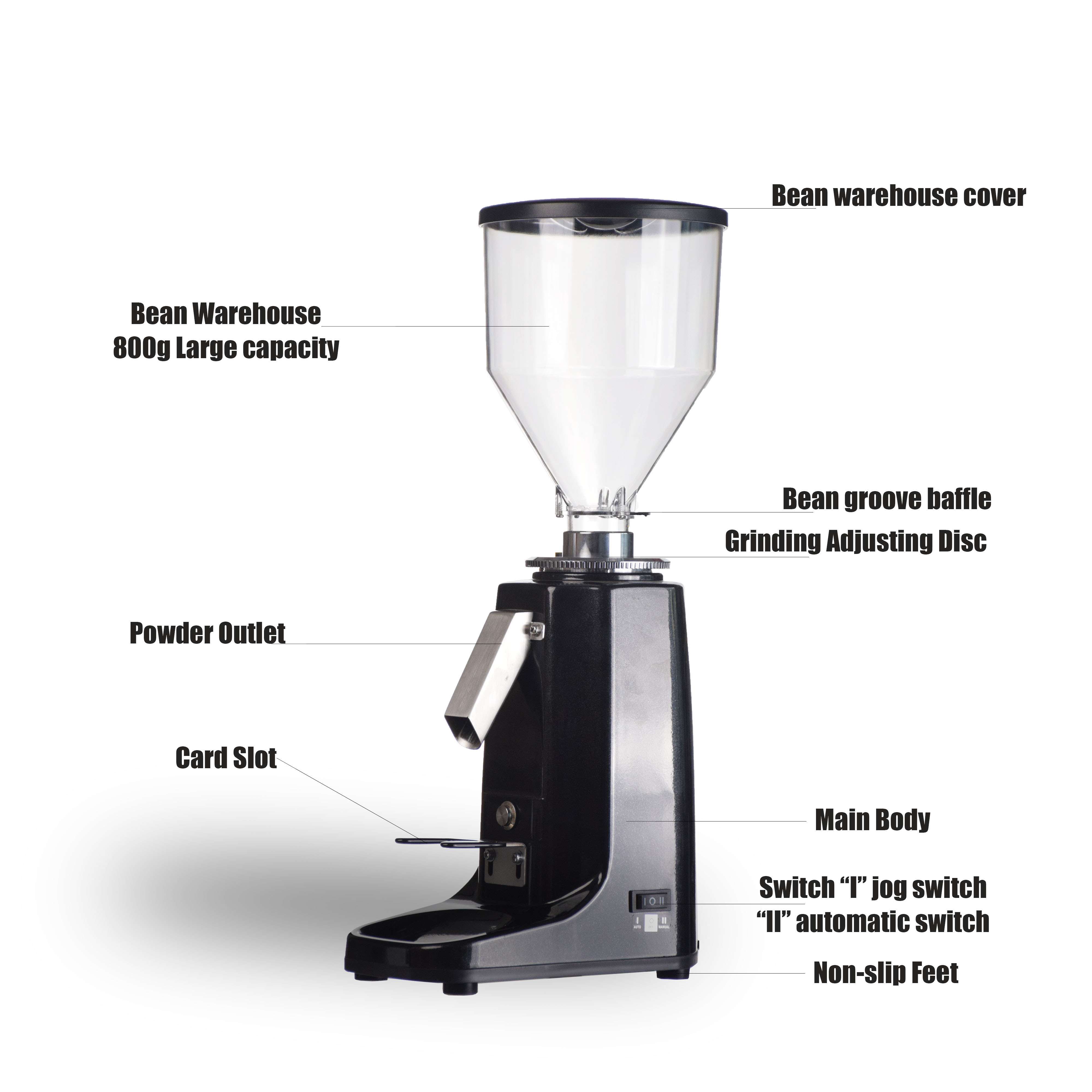 Electric Coffee Grinder Flat Burr Espresso Grinder Commercial & Homeuse Grinder Small Automatic Adjustable Grind