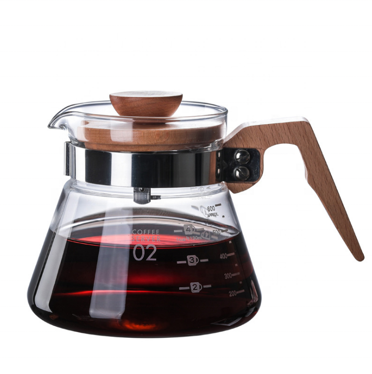 Q400ml/600ml Glass pour over coffee pot Tea pots Carafe Drip Coffee Pot  dripper Glass Range Coffee Server