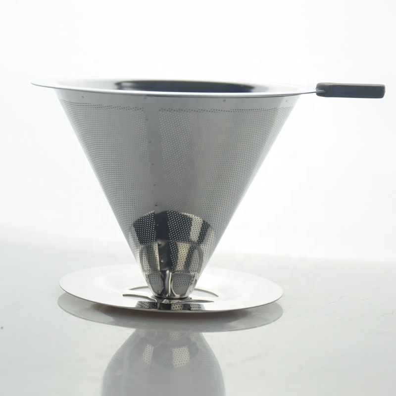 Pour Over Coffee Dripper Filter, 2 Cups 4 Cups Double Mesh Paperless Manual Reusable Permanent Coffee Cone Stainless Steel