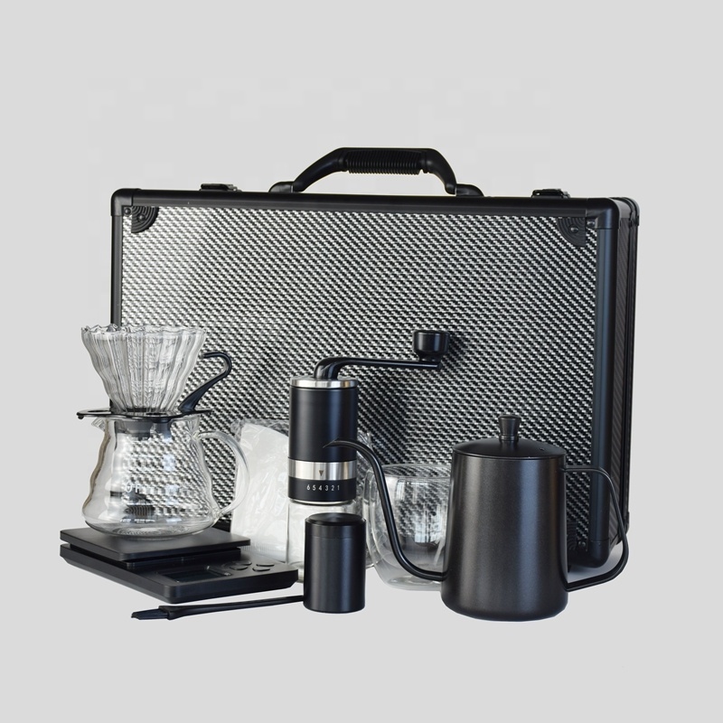 Fashion Portable Coffee Serving Set Grinder Scale with Timer Pour Over Coffee Kettle Hand Drip Coffee Set