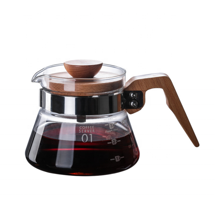 Q400ml/600ml Glass pour over coffee pot Tea pots Carafe Drip Coffee Pot  dripper Glass Range Coffee Server