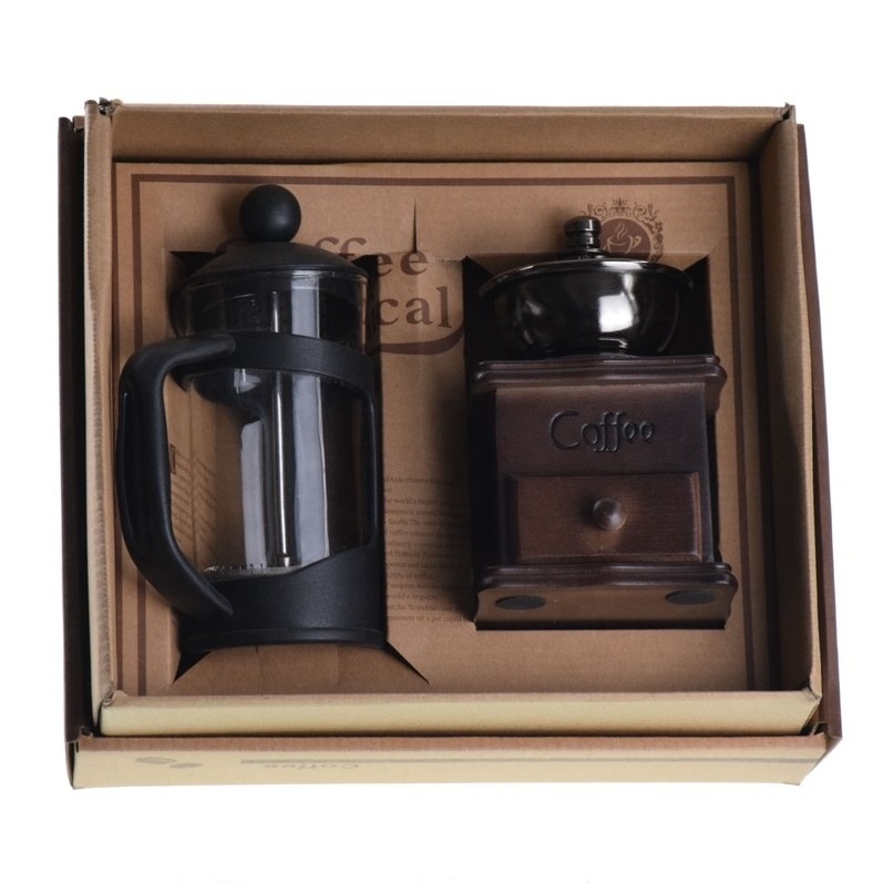 Ecocoffee T205 Coffee Maker Gift Box Set Outing Manual Coffee Grinder French Press Coffee Tools Kitchen Accessories Tea Sets OLi