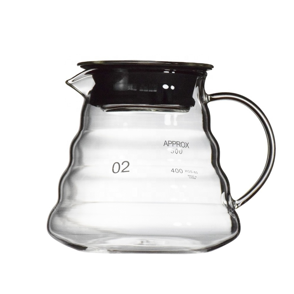 Wholesale Clear cloud Range Coffee Server Standard Glass Coffee Carafe 360ml/ 580ml/ 780ml Japanese style Coffee tea Pot