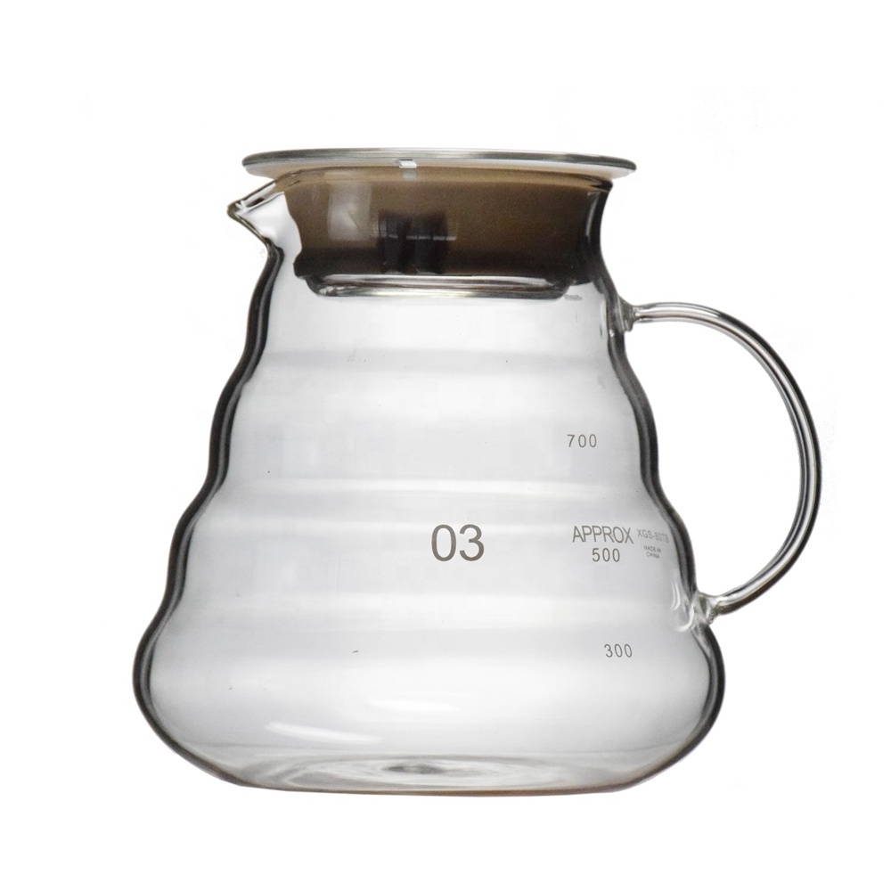 Wholesale Clear cloud Range Coffee Server Standard Glass Coffee Carafe 360ml/ 580ml/ 780ml Japanese style Coffee tea Pot