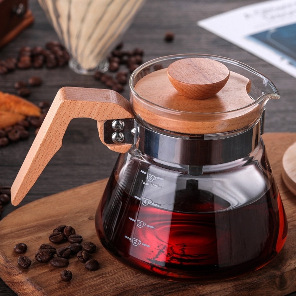 Q400ml/600ml Glass pour over coffee pot Tea pots Carafe Drip Coffee Pot  dripper Glass Range Coffee Server