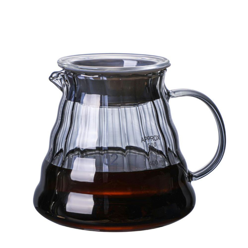 Ecocoffee Wholesale Glass Coffee Pot Teapot 500 ml V Shaped 60 Coffee Sets Clear Glass Jar Professional Coffee Appliances