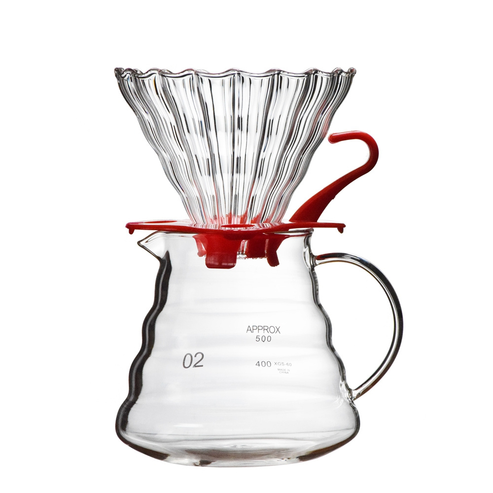 Q V shape Pour Over Glass Range Coffee Server 360ml 600ml 800ml Carafe Drip Coffee Pot  coffee & tea sets