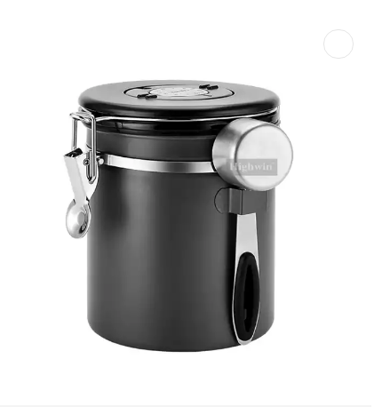 Q Stainless Steel Coffee Grounds and Beans Container tea sugar coffee Canister with Date-Tracker and Spoon