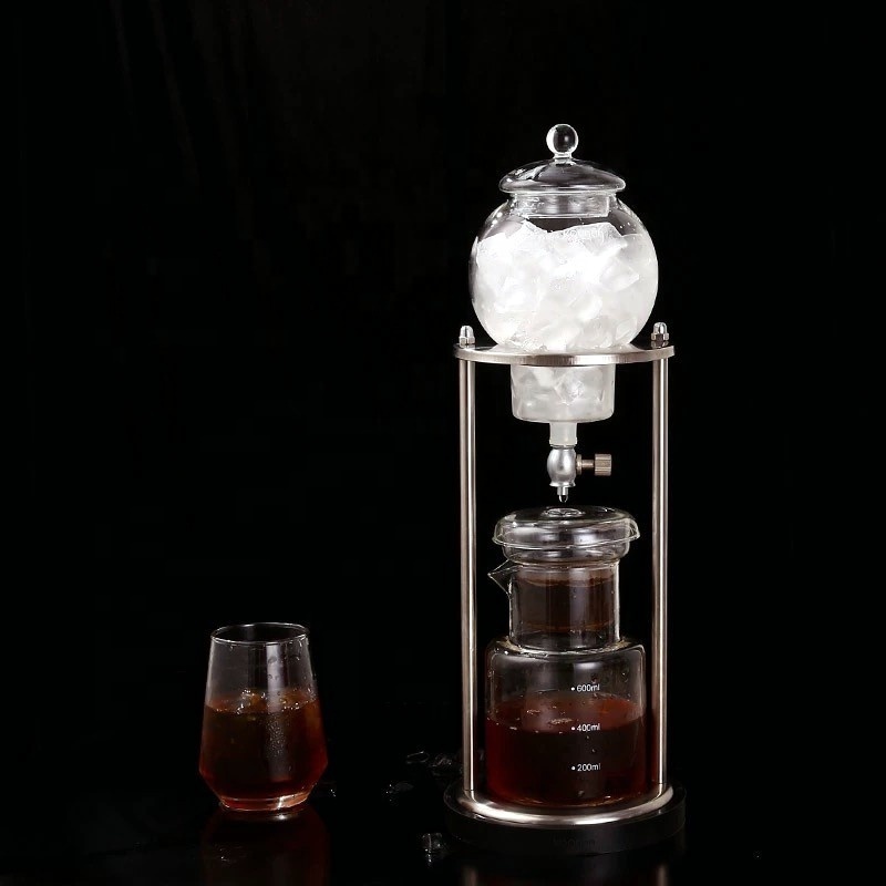 Ice Cold Brew Dripper Coffee Maker in Stainless Steel and Borosilicate Glass, 1000ml  600ml Silver