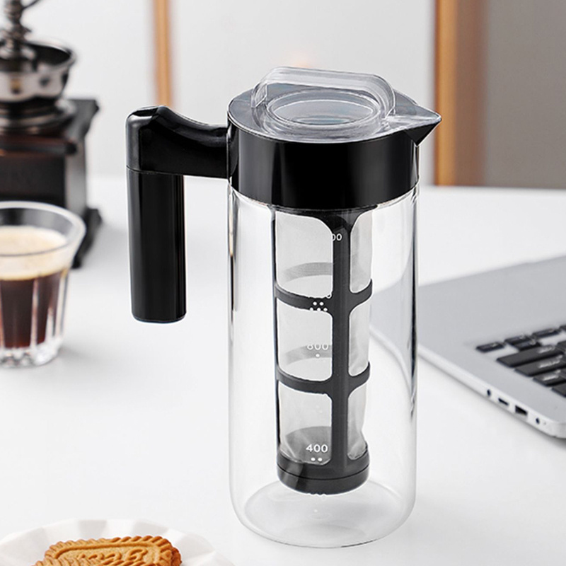 Airtight Cold Brew Iced Coffee Maker Iced Tea Maker with Spout 1200 ML Brewing Glass Carafe with Removable Infuser