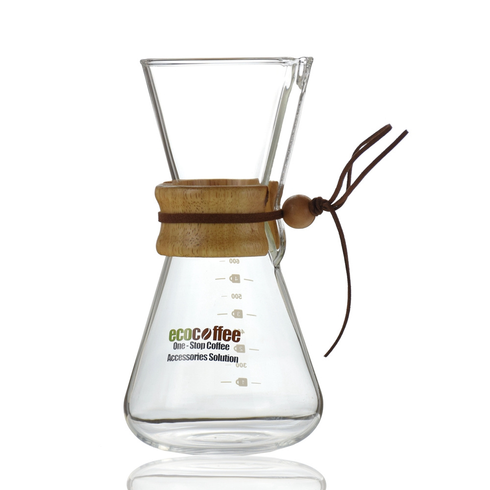 Ecocoffee Heatproof Glass 800-1000 Coffee Brewer Kettle  V shaped 60 Barista Coffee Maker Machine Pour Over Coffee Pot