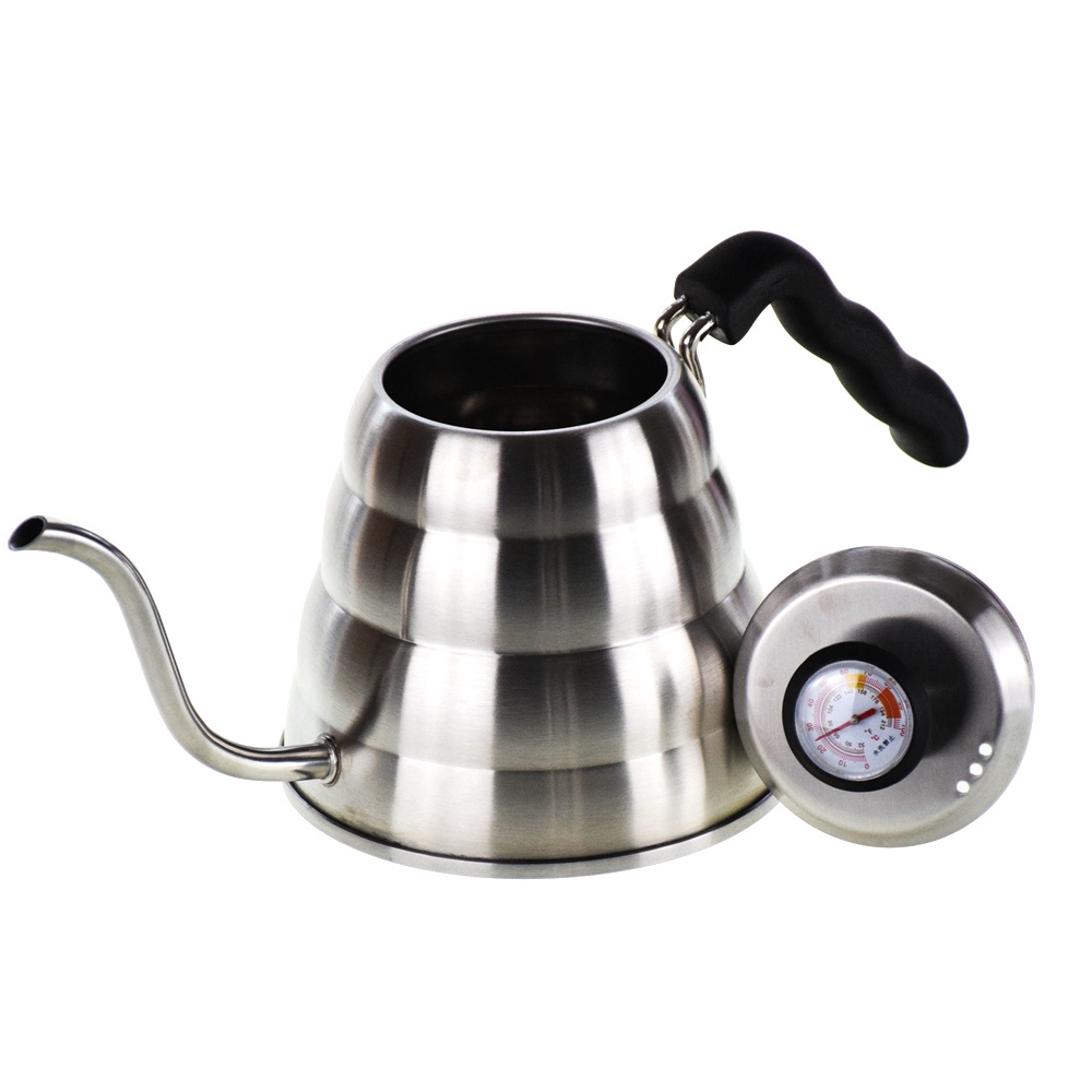 pour over Coffee Kettle with thermometer 1200ml 304 Stainless Steel Kettle Gooseneck spout coffee drip pot Barista Accessories