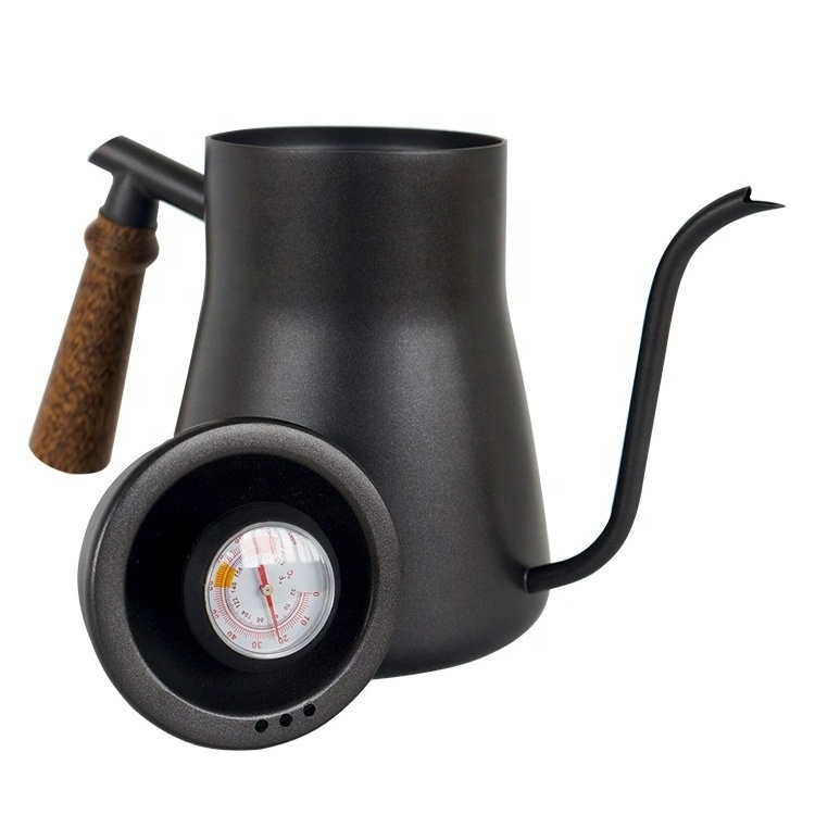 Ecocoffee Gooseneck Coffee Kettle Pour Over Coffee Drip Percolator Barista Accessories 600ML Coffee Maker With thermometer BH50d