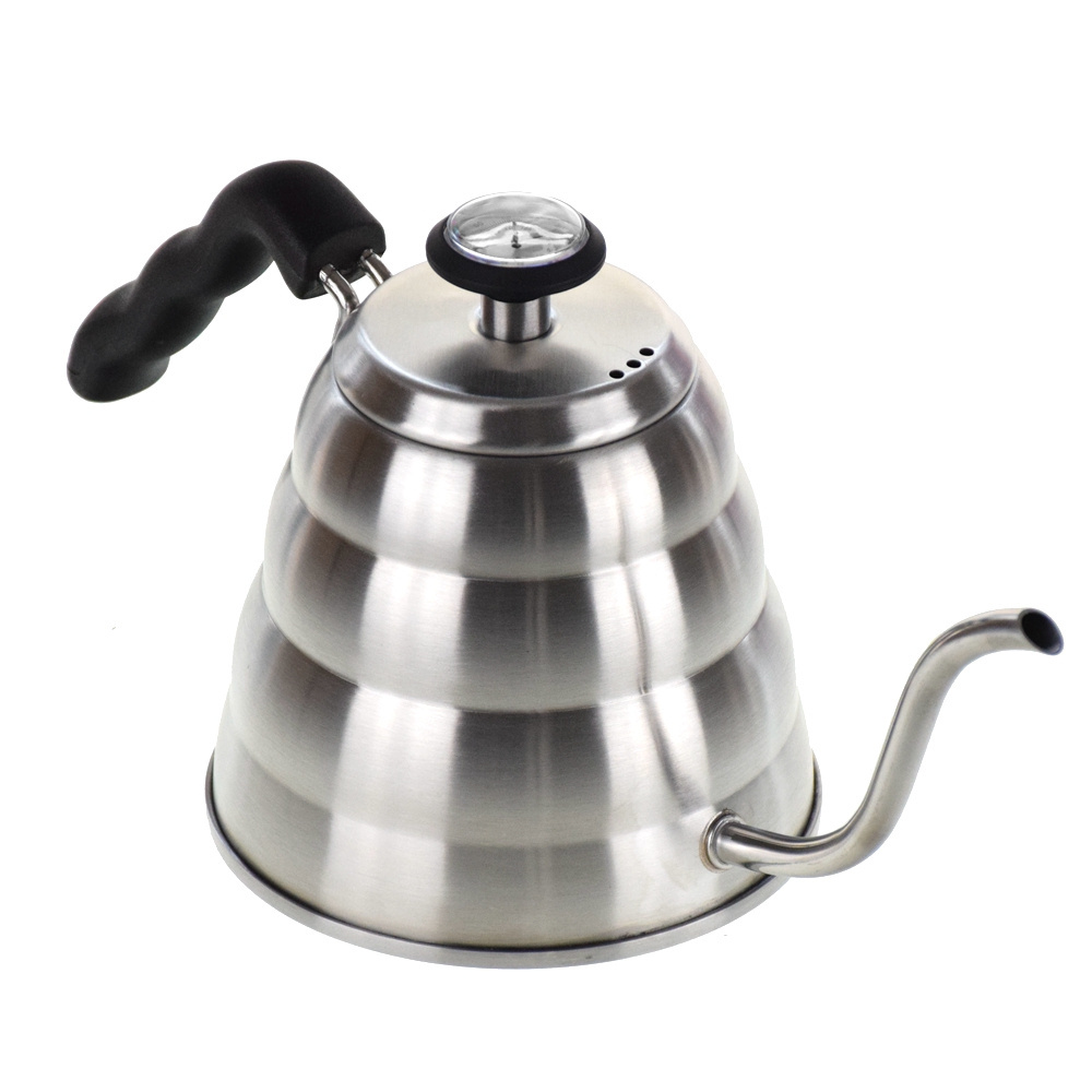 pour over Coffee Kettle with thermometer 1200ml 304 Stainless Steel Kettle Gooseneck spout coffee drip pot Barista Accessories