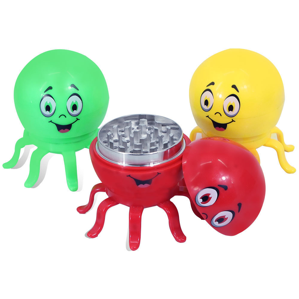 Wholesale Metal Zinc Alloy Tobacco Custom Grinder 3 Layers Cute Octopus Shape Herb Grinder Spice Crusher