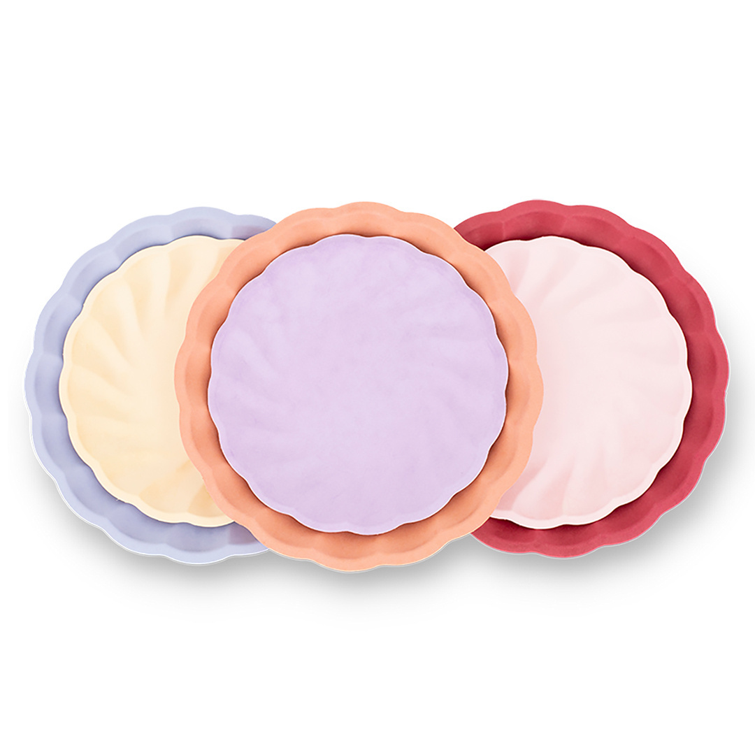 Unique Design Eco Friendly Disposable Paper Plate Round Lace Design Paper Dish