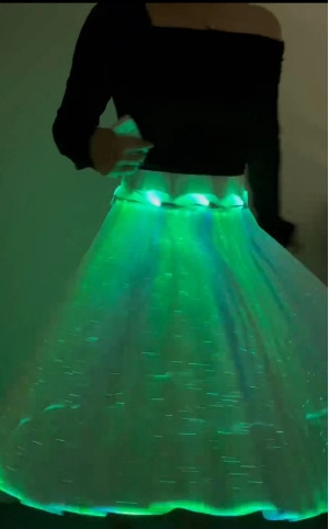 Led RGB Light Up Luminous Optical Multi Colors Lighting Led Glowing Optic Fiber Dress Shining In Dark For Party Event