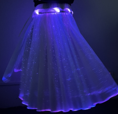 RGB LED Light Up Luminous Optical Multi Colors Led Glowing Optic Fiber Dress Shining In Dark For Party Event