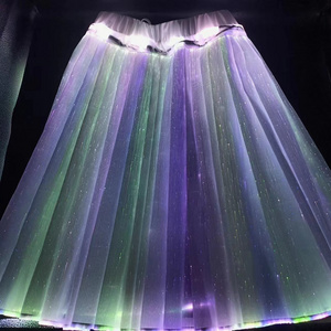 Led RGB Light Up Luminous Optical Multi Colors Led Glowing Optic Fiber Dress Shining In Dark For Party