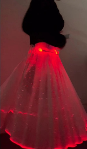 Led RGB Light Up Luminous Optical Multi Colors Led Glowing Optic Fiber Dress Shining In Dark For Party