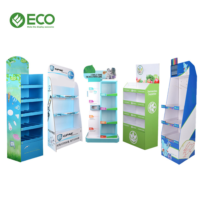 ECO Custom Corrugated Shirt T Shirts Clothing Pop Cardboard Floor Display stand For Clothes