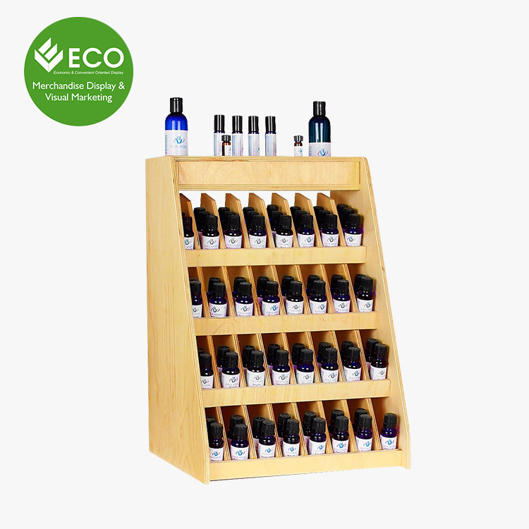 Custom Counter Wooden Display Case Tabletop Essential Oil Display Rack