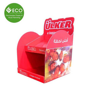 Color Printing Candy Counter Display Tabletop Chocolate plastic corrugated Display Shelf