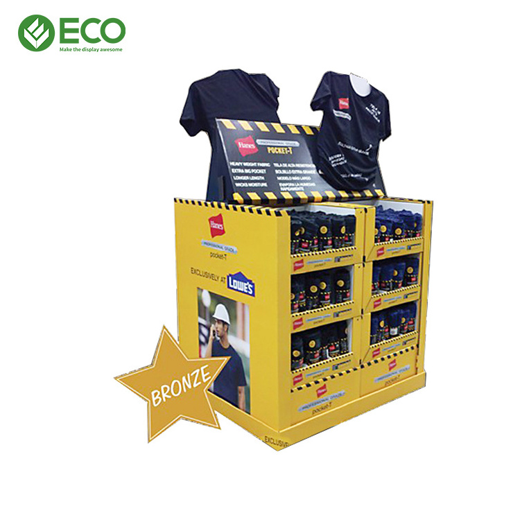 T-shirt Corrugated Cardboard Display Racks Clothing Shop Pallet Display