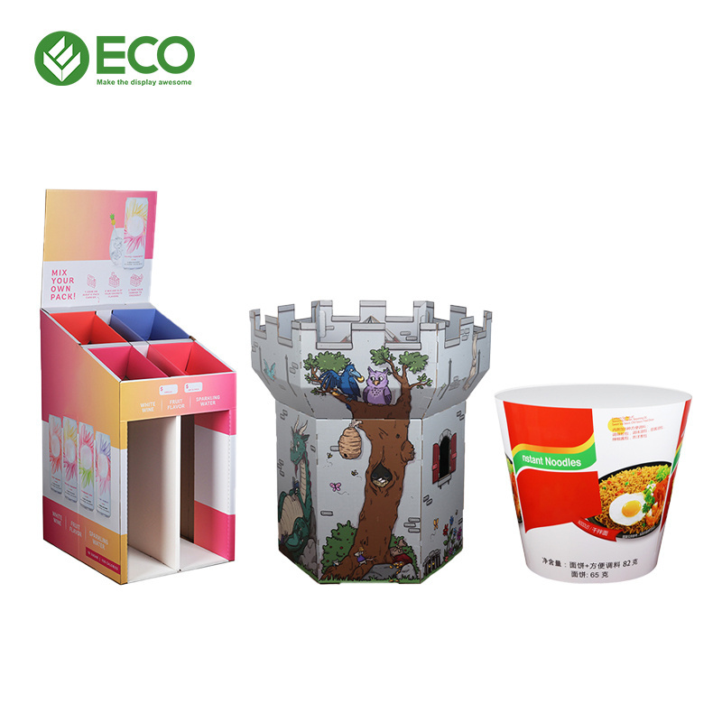 Supermarket POP Display Stand Paper Floor Coffee Tea Bag Display Shelf