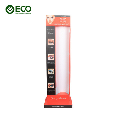 Eco Custom Products Cardboard Floor Cosmetic Market Display Stand Cardboard Eyelash Lipstick Counter Display Stand