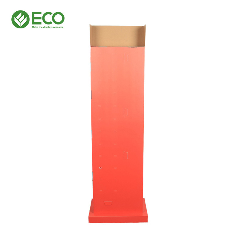 Eco Custom Products Cardboard Floor Cosmetic Market Display Stand Cardboard Eyelash Lipstick Counter Display Stand