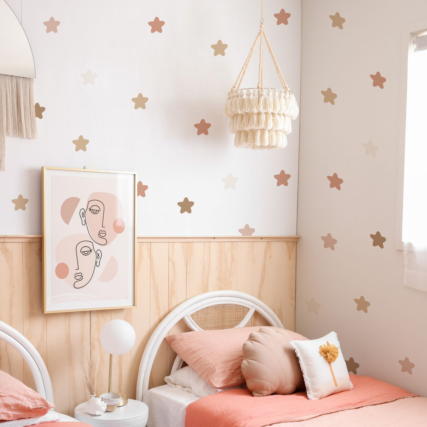 2024 New Boho Home Kids Baby Room Decor Self-adhesive Kids Room Sticker Boho Star Wall Decoration For Baby Room