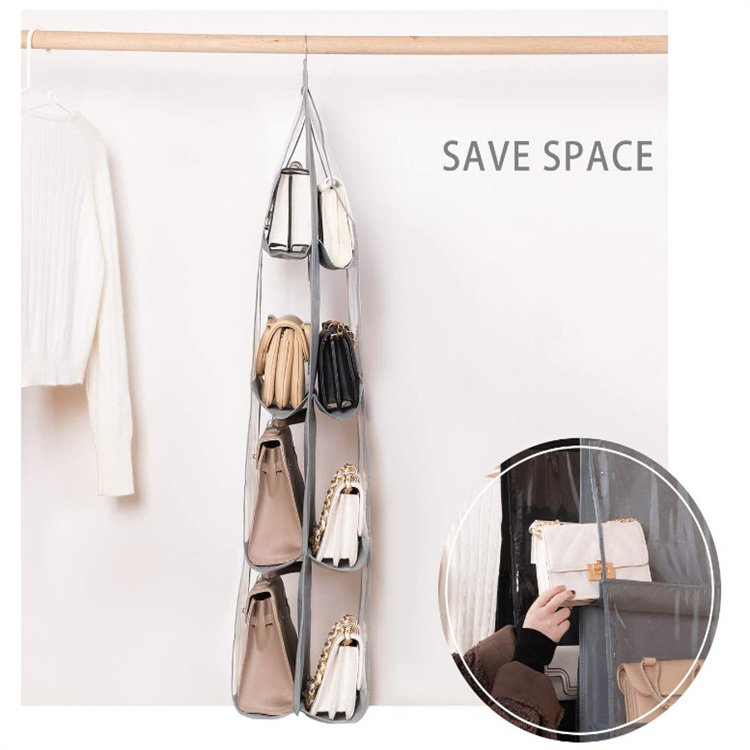 Purse Organizer Handbag Storage Organizer Case Clear Storage Bag for Purse Foldable Hanging Closet Organizer